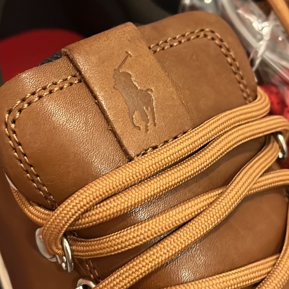 Polo Ralph Lauren Adventure 100 SK ATH tan burnished calf leather shoes Mens 8.5 - Picture 8 of 16